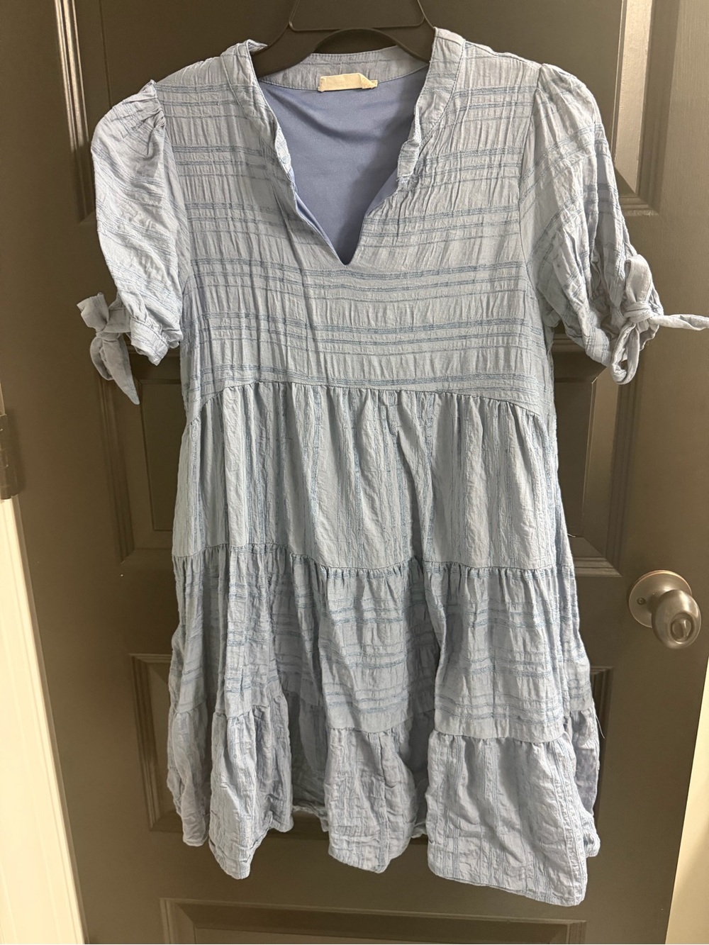 Alter’d State Light Blue Textured Tiered Mini Dress | XS